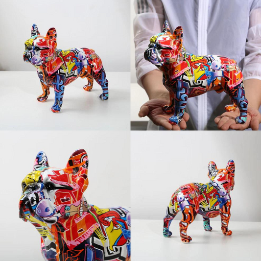 Graffiti Paint French Bulldog Statue